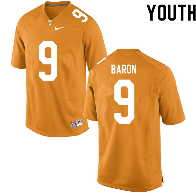 Youth #9 Tyler Baron Tennessee Volunteers College Football Jerseys Sale-Orange